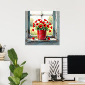 Rote Kaffeebüchse mit rotem Mohn Poster (Heimbüro)