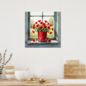 Rote Kaffeebüchse mit rotem Mohn Poster (Küche)