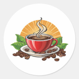 Rote Kaffeetasse Runder Aufkleber