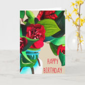 Rote Kamelie Aquarell Blume Geburtstag Karte (Gelbe Blume)
