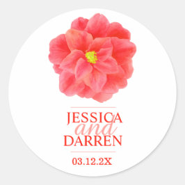 Rote Kamelie-Blume Hochzeitsticker Runder Aufkleber
