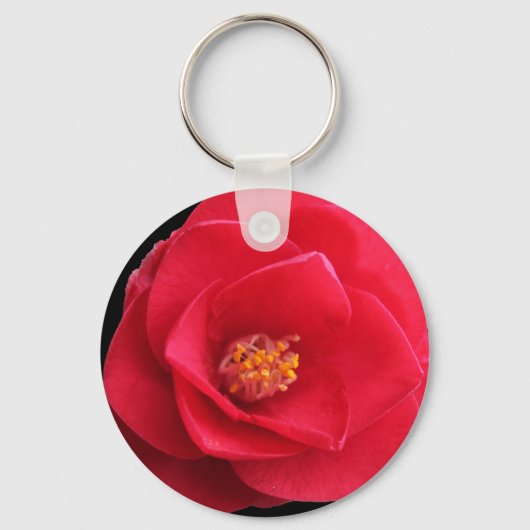 Rote Kamelie-Blume Schlüsselanhänger (Vorderseite)
