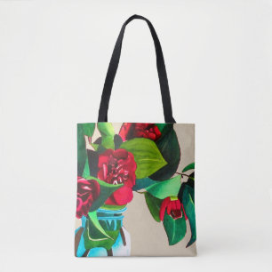 Rote Kamelien-Blume Aquarell Tasche