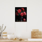 Rote Kamelien Blume Art Print Poster (Küche)