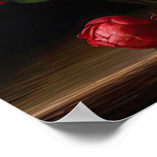 Rote Kamelien Blume Art Print Poster (Ecke)