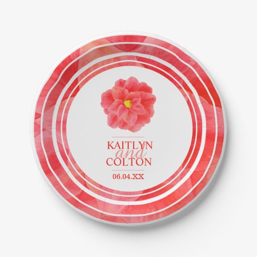 Rote Kamelien Hochzeitsfeier Teller (Vorderseite)