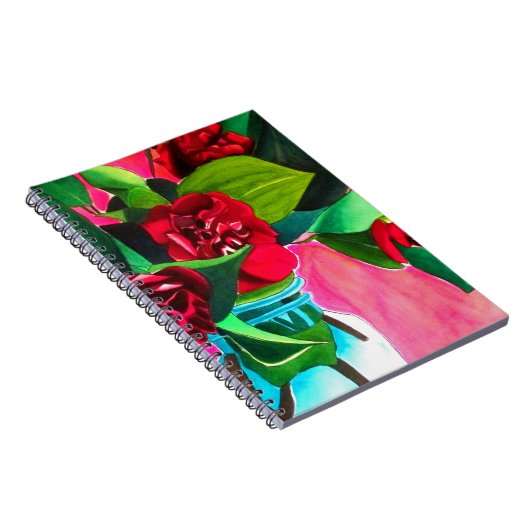 Rote Kamelien mit Grün Notizblock (Rechte Seite)