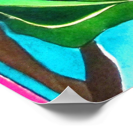 Rote Kamelien mit grüner Blattfarbe Aquarell Blume Poster (Ecke)