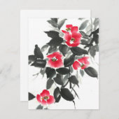 Rote Kamelien-Sumie-Farbe und Aquarellmalerei (Vorne/Hinten)