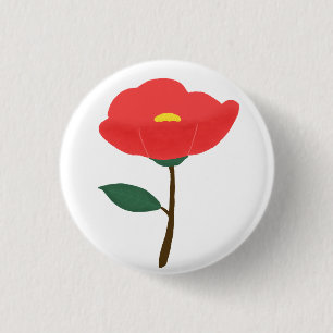Rote Kamelienblume Botanisches Geschenk Button
