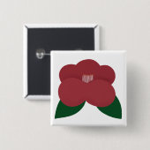 Rote Kamelienblüte Botanische Blüte Button (Vorne & Hinten)