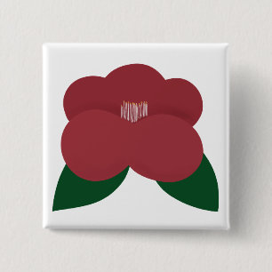Rote Kamelienblüte Botanische Blüte Button