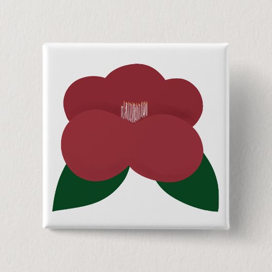 Rote Kamelienblüte Botanische Blüte Button (Vorderseite)