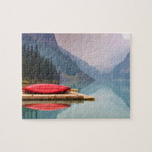 Rote Kanufahrt auf der ruhigen Bergsee Wilderness  Puzzle