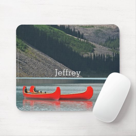 Rote Kanus, See, Gebirge nach Maß Mousepad (Mit Mouse)