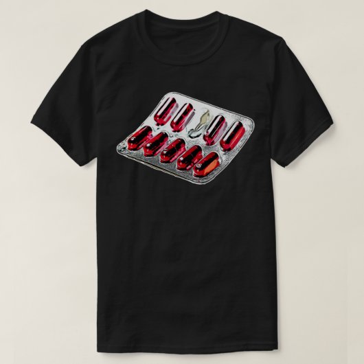 Rote Kapseltabletten T-Shirt (Design vorne)