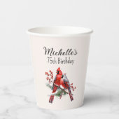 Rote Kardinal 75. Geburtstag Pappbecher (Rückseite)