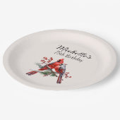 Rote Kardinal 75. Geburtstag Pappteller (Schrägansicht)