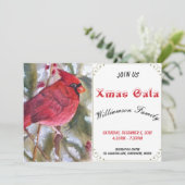 ROTE KARDINAL BIRD XMAS GALA PARTY EINLADUNG (Stehend Vorderseite)
