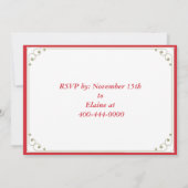 ROTE KARDINAL BIRD XMAS GALA PARTY EINLADUNG (Rückseite)