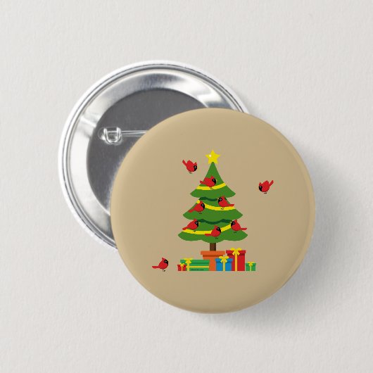 Rote Kardinal - Christmas Merrier verbringt zusamm Button (Vorne & Hinten)
