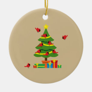 Rote Kardinal - Christmas Merrier verbringt zusamm Keramik Ornament