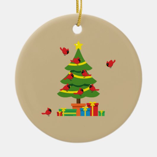 Rote Kardinal - Christmas Merrier verbringt zusamm Keramik Ornament (Vorne)