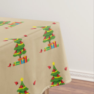 Rote Kardinal - Christmas Merrier verbringt zusamm Tischdecke