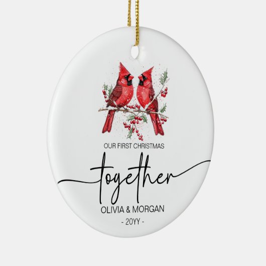 Rote Kardinal Erstweihnachtsnamen Keramik Ornament (Rechts)