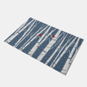 Rote Kardinal in Schneeflocken Fußmatte (Schrägansicht)