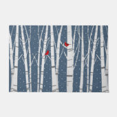 Rote Kardinal in Schneeflocken Fußmatte (Vorderseite)