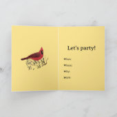 Rote Kardinal-Karte Gelbe Party Einladung (Innenseite)