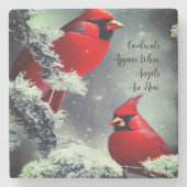 Rote Kardinal scheinen Engel in der Nähe zu denken Steinuntersetzer (Vorderseite)