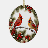 Rote Kardinal Snow Birds Memorial Geschenkideen Keramik Ornament (Rechts)