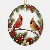 Rote Kardinal Snow Birds Memorial Geschenkideen Keramik Ornament (Links)