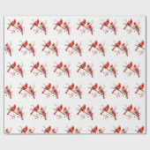 Rote Kardinal Vögel auf der Holly-Tree-Zweigstelle Geschenkpapier (Flach)