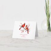Rote Kardinal Vögel auf der Holly-Tree-Zweigstelle Karte (Vorderseite)