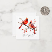 Rote Kardinal Vögel auf der Holly-Tree-Zweigstelle Mitteilungskarte (Vorderseite/Rückseite Beispiel)