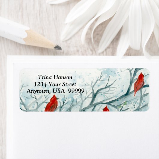 Rote Kardinal Vögel im Winter Bäume (Insitu)