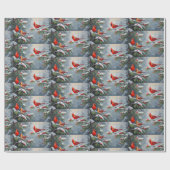 Rote Kardinal Vögel mit Waldbeeren Geschenkpapier (Flach)