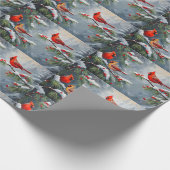 Rote Kardinal Vögel mit Waldbeeren Geschenkpapier (Ecke)