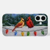 Rote Kardinal Vögel und Weihnachtsschnee Case-Mate iPhone Hülle (Rückseite (Horizontal))