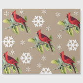 Rote Kardinal Winterschneeflocken Geschenkpapier (Flach)