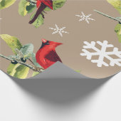 Rote Kardinal Winterschneeflocken Geschenkpapier (Ecke)