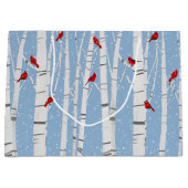 Rote Kardinäle auf Birkenbäumen Große Geschenktüte (Vorderseite)