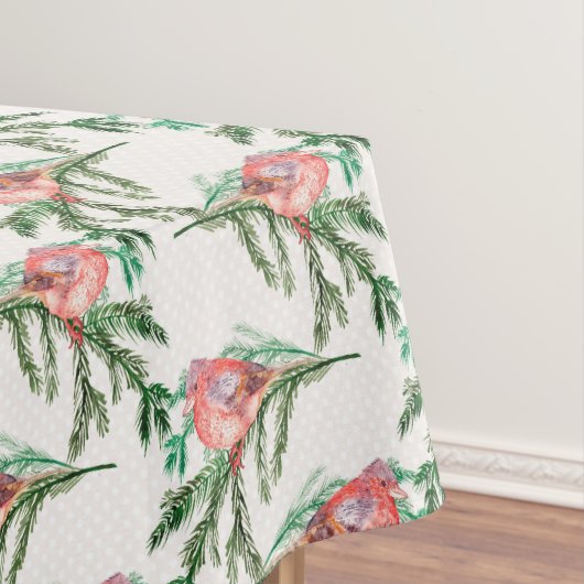 Rote Kardinäle auf grünen Branchen Weihnachten Tischdecke (Beispiel)