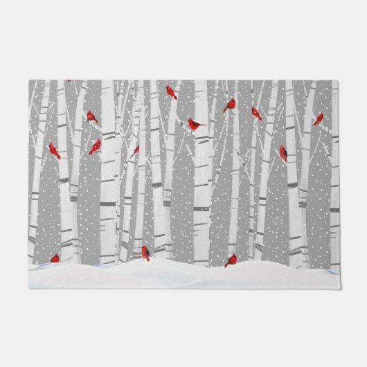 Rote Kardinäle auf Weißbirne Fußmatte (Vorderseite)