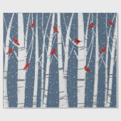 Rote Kardinäle auf Weißbirne Geschenkpapier (Flach)