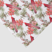 Rote Kardinäle, Beeren und Poinsettia Blume Seidenpapier (Ausschnitt)