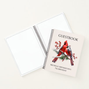 Rote Kardinäle Frauen 75. Geburtstags-Gästebuch Notizblock